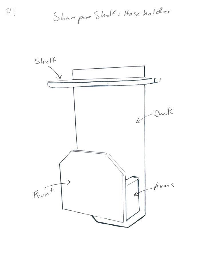 Outdoor Shower Shampoo Shelf With Hose Holder