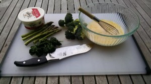 Broccoli, asparagus, spinach and ricotta cheese