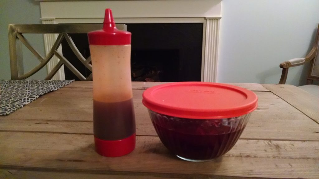 The finished BBQ sauce...make a big batch and keep it in the fridge. 