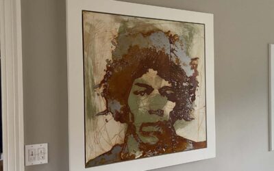 Jimi Hendrix – Enamel on Steel Rusted and Sealed with Lacquer