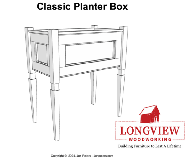 A 3d design of a classic planter box.